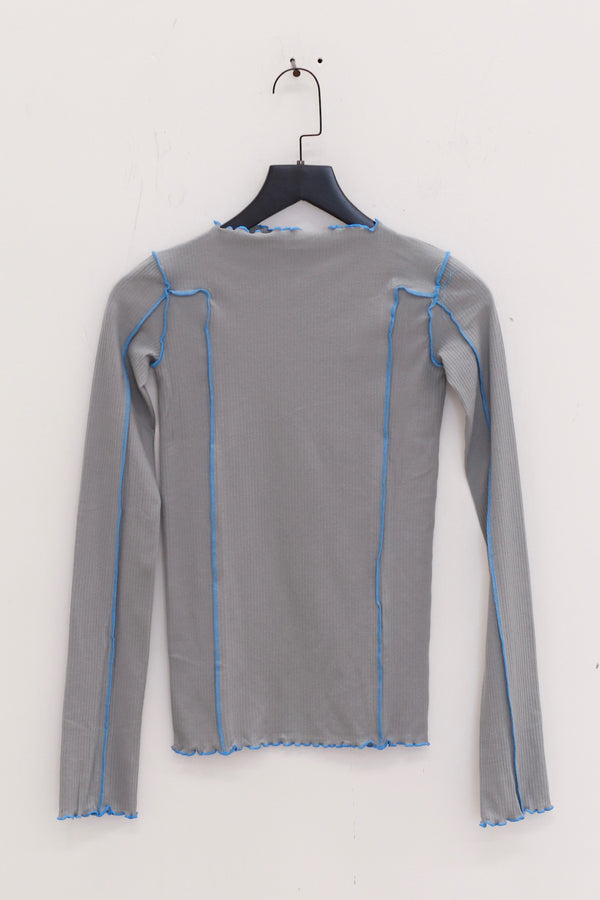 BASERANGE Long Sleeve T-Shirt TTML Collection Ribbed Cotton Portugal BAS-TTML-RB-SP25-BOW BLUE
